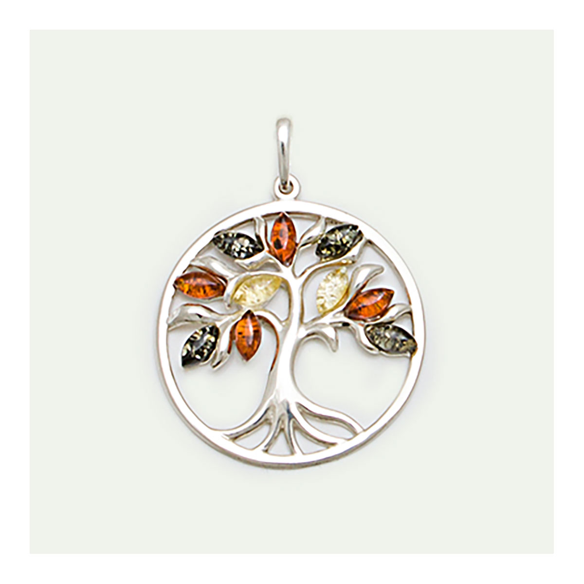 Bernstein Kettenanhänger Lebensbaum, 31mm