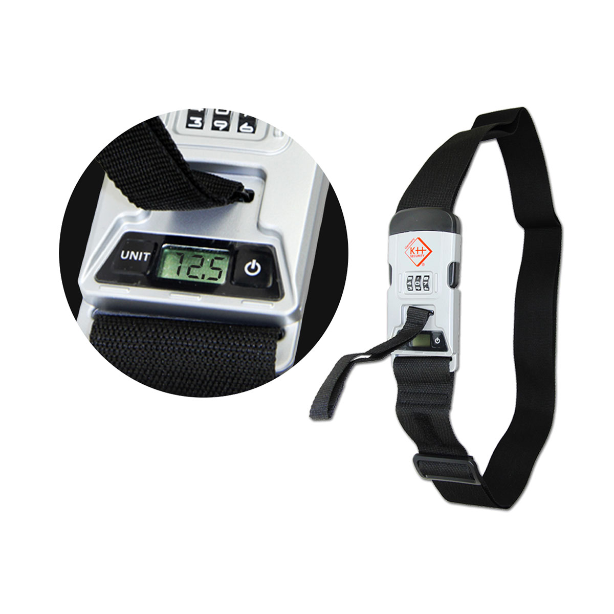 Koffergurt mit Schloss und Waage