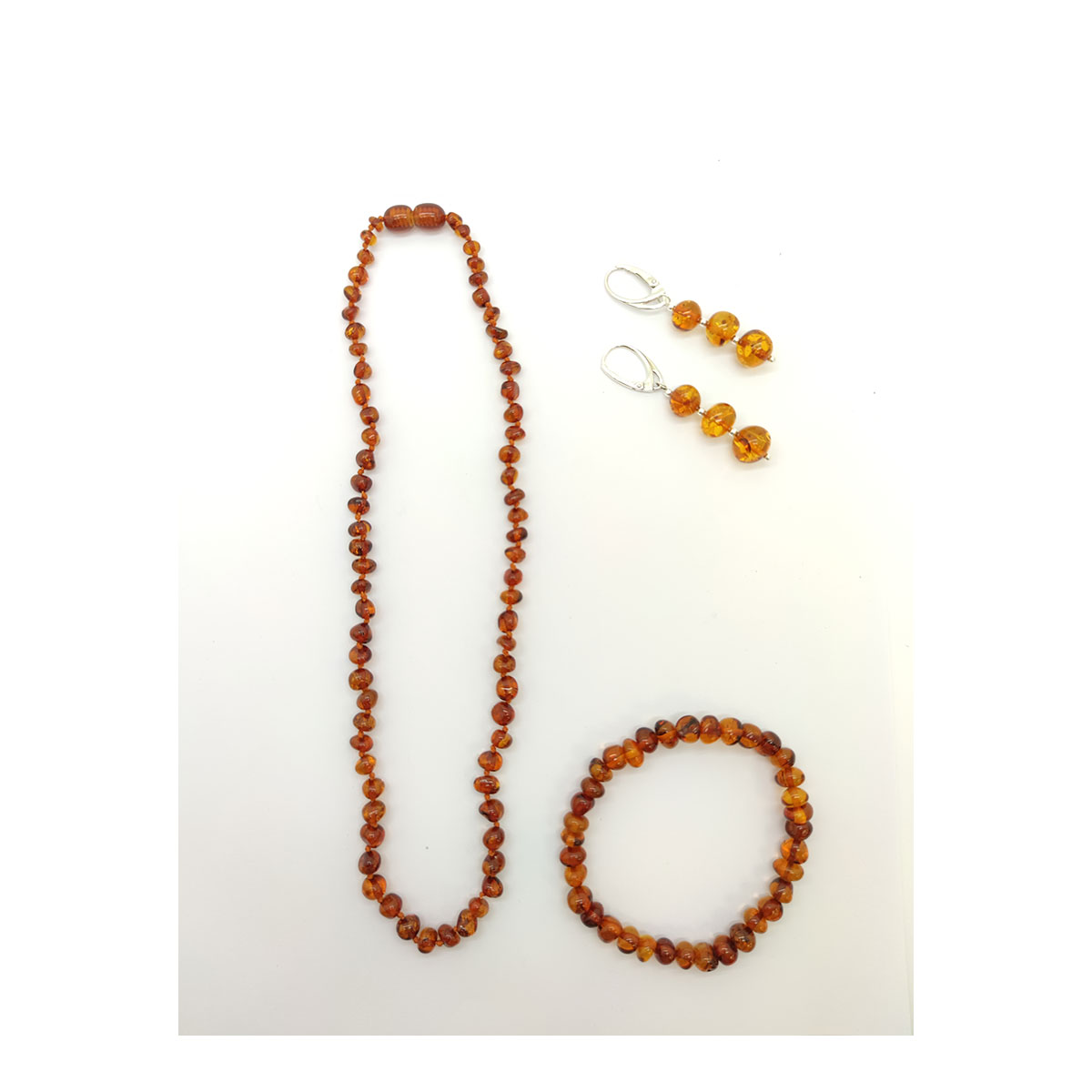 Bernstein Schmuckset, Kette, Armband, Ohrhänger