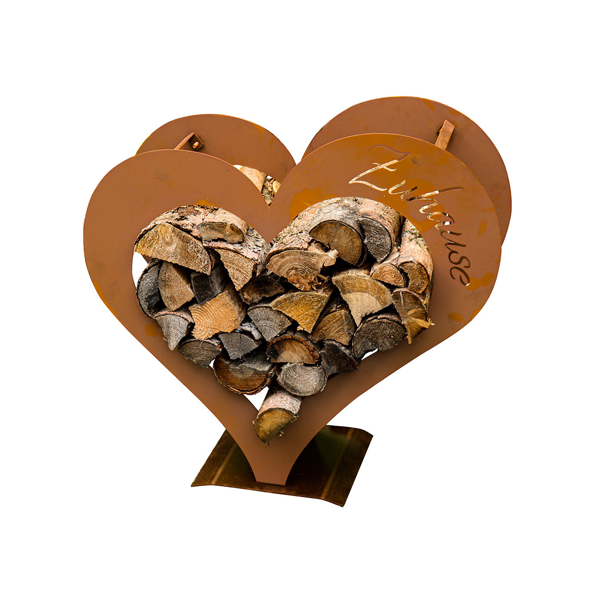 Edelrost Holzlege mit Herz